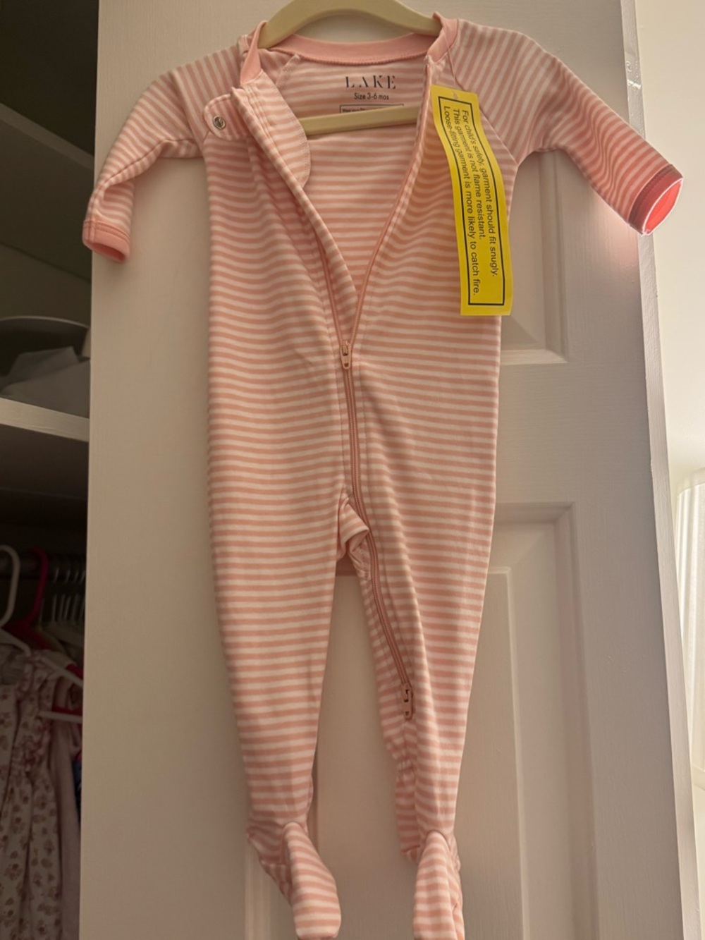 L'Ange Pink Stripe Footed One-Piece for Kids